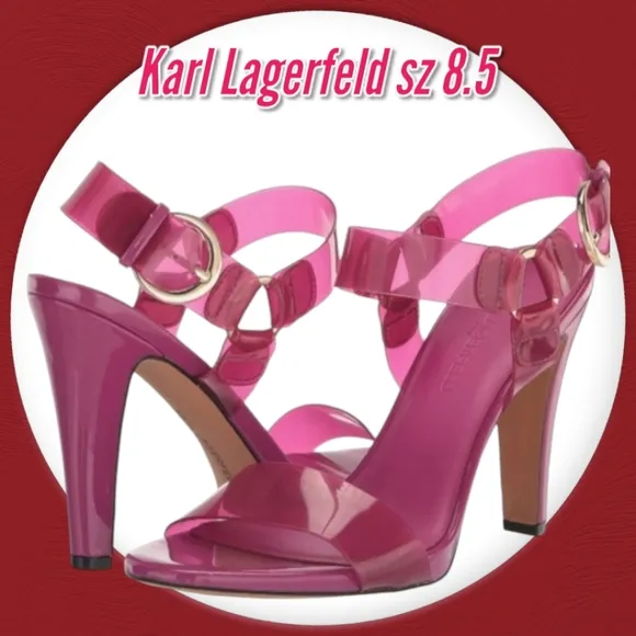 KARL LAGERFELD PARIS Cieone Clear Vinyl Ankle Strap Dress Sandals