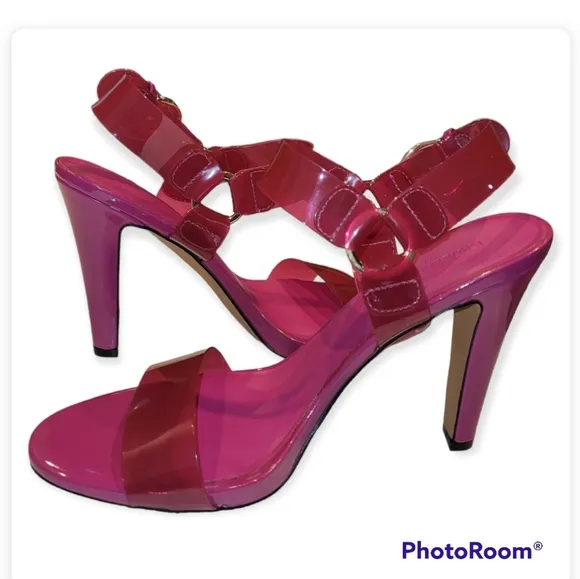 KARL LAGERFELD PARIS Cieone Clear Vinyl Ankle Strap Dress Sandals