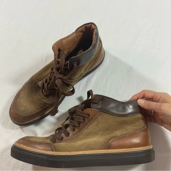 Kenneth Cole Leather Boots Men 9.5 Brown Suede lace up boots