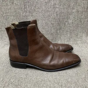 Kenneth Cole Men's Leather Boots Long Time A-Bow Brown Sz 10 M Ankle Chelsea