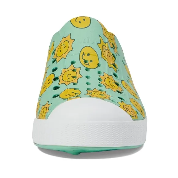 Kids' Green and Yellow Smiley Face Native’s Slip-On Water and Sand Tennis Shoes