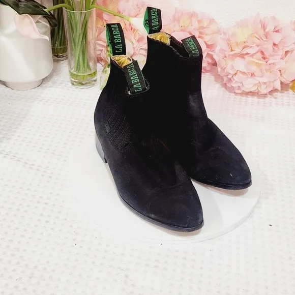 La BARCA Black Leather Botin Charro Ankle Unisex Pull On Chelsea Boots 8.5