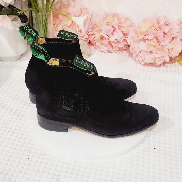 La BARCA Black Leather Botin Charro Ankle Unisex Pull On Chelsea Boots 8.5