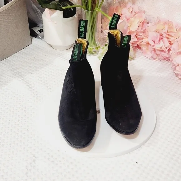 La BARCA Black Leather Botin Charro Ankle Unisex Pull On Chelsea Boots 8.5
