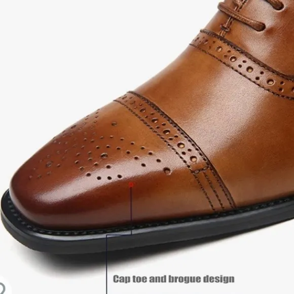 La Milano Mens Leather Cap Toe Lace up Oxford Classic Modern Business Sh…