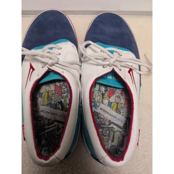Lakai Camby Workaholics Blue White Red Men's Size 10 Skate Shoes Gotta Be Fresh