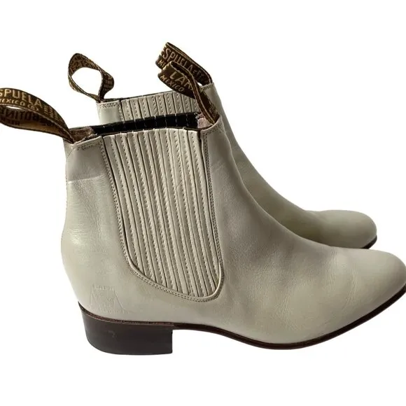 Lara La Espuela Botines Stone Leather Ankle Boots Men Size 8.5 Mexican Cowboy