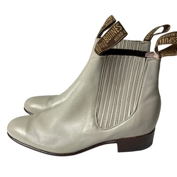 Lara La Espuela Botines Stone Leather Ankle Boots Men Size 8.5 Mexican Cowboy