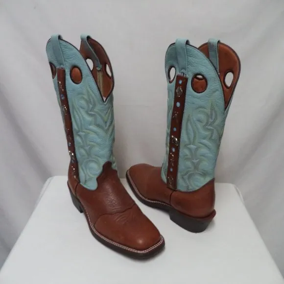 Laredo Leather Cowboy Boots Oil and Chemical Resistant Men embroider Size Sz 10