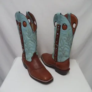 Laredo Leather Cowboy Boots Oil and Chemical Resistant Men embroider Size Sz 10