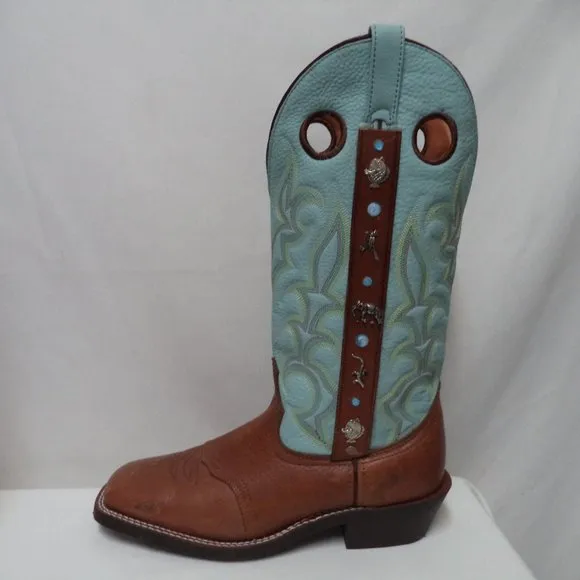 Laredo Leather Cowboy Boots Oil and Chemical Resistant Men embroider Size Sz 10