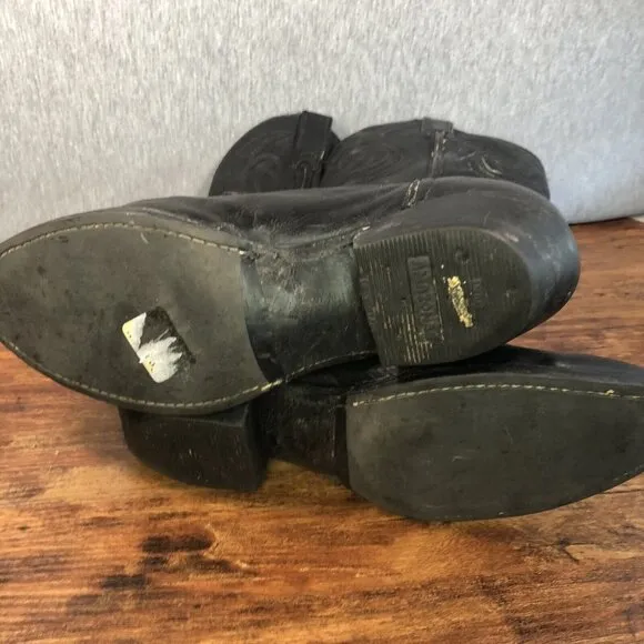 Laredo Men Size 9.5 D Black Leather Western Cowboy Boots Pull On