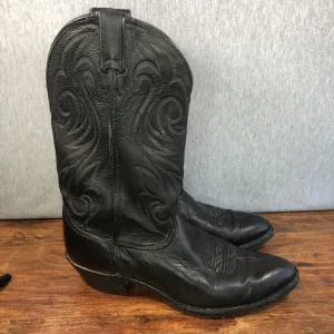 Laredo Men Size 9.5 D Black Leather Western Cowboy Boots Pull On