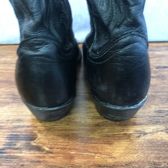 Laredo Men Size 9.5 D Black Leather Western Cowboy Boots Pull On