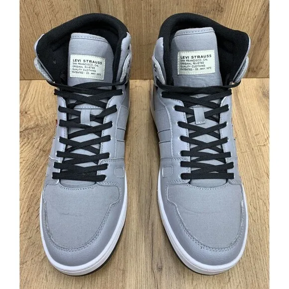 Levis Hi Top Sneaker Shoes Mens Size 9 Gray Black White Hip Hop 51028402G1