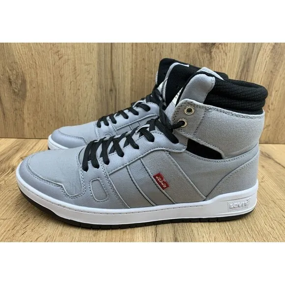Levis Hi Top Sneaker Shoes Mens Size 9 Gray Black White Hip Hop 51028402G1