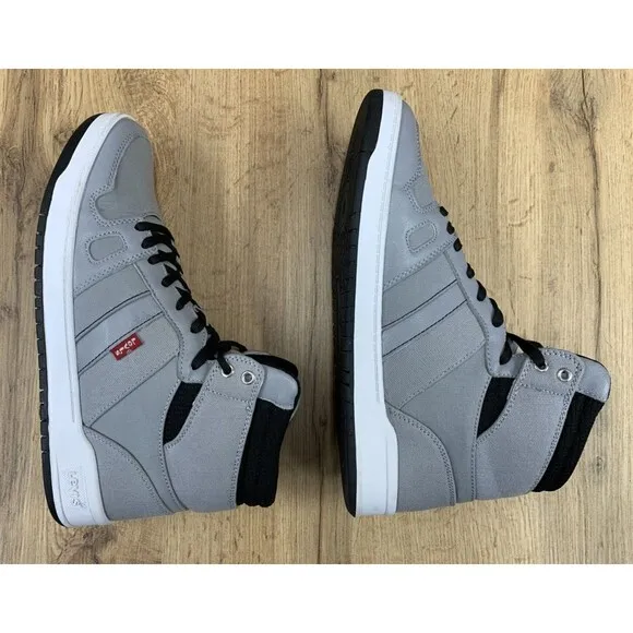 Levis Hi Top Sneaker Shoes Mens Size 9 Gray Black White Hip Hop 51028402G1