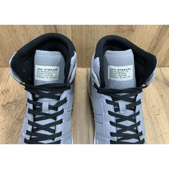 Levis Hi Top Sneaker Shoes Mens Size 9 Gray Black White Hip Hop 51028402G1