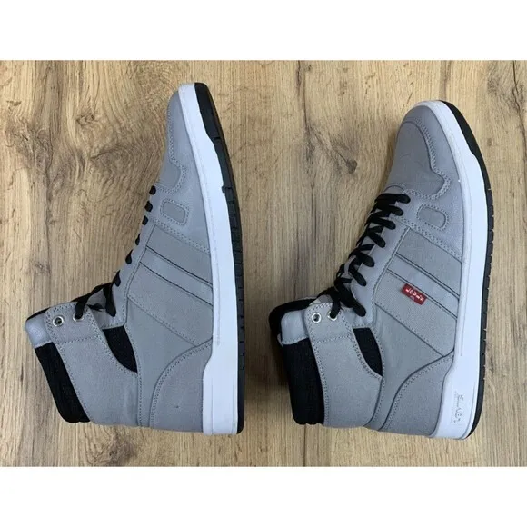 Levis Hi Top Sneaker Shoes Mens Size 9 Gray Black White Hip Hop 51028402G1
