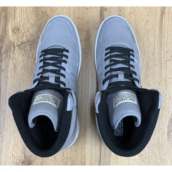 Levis Hi Top Sneaker Shoes Mens Size 9 Gray Black White Hip Hop 51028402G1