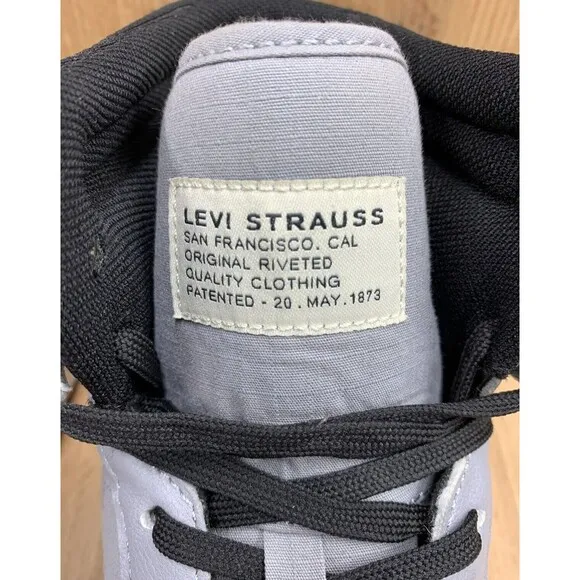 Levis Hi Top Sneaker Shoes Mens Size 9 Gray Black White Hip Hop 51028402G1