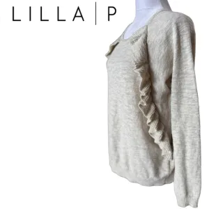 LILLA P Medium M Long sleeve Ruffled Sweater EUC