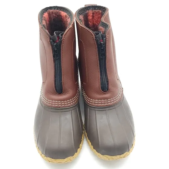 L.L. Bean Bean Boots 7&quot; Fleece-Lined Insulated Front-Zip Maple Size 11 Women's