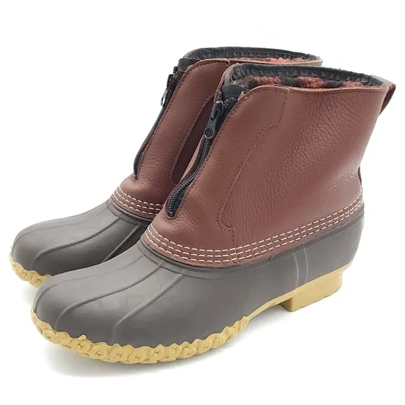 L.L. Bean Bean Boots 7&quot; Fleece-Lined Insulated Front-Zip Maple Size 11 Women's