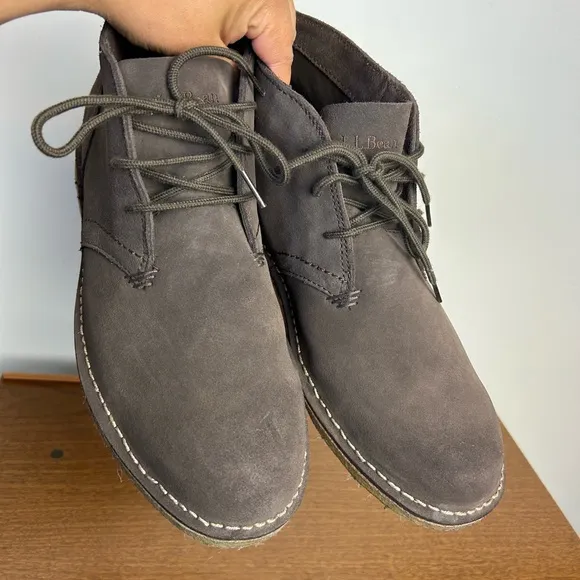 L.L Bean Chukka Boots Men Suede Leather Lace Slip on Brown Size 10.5M Old Money