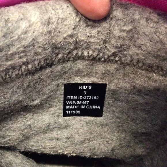 LL Bean Northwoods Insulated Pink Gray Girls Kids Winter Snow Boots Size 3