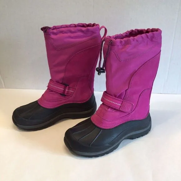 LL Bean Northwoods Insulated Pink Gray Girls Kids Winter Snow Boots Size 3