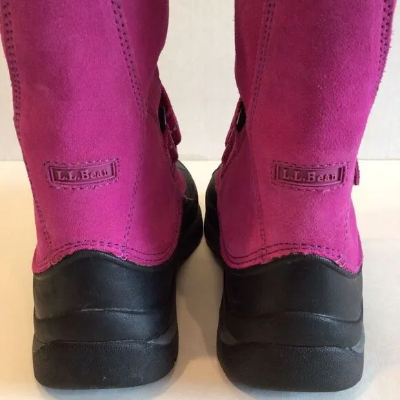 LL Bean Northwoods Insulated Pink Gray Girls Kids Winter Snow Boots Size 3