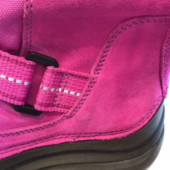 LL Bean Northwoods Insulated Pink Gray Girls Kids Winter Snow Boots Size 3