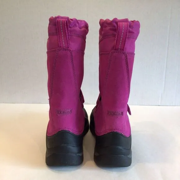 LL Bean Northwoods Insulated Pink Gray Girls Kids Winter Snow Boots Size 3