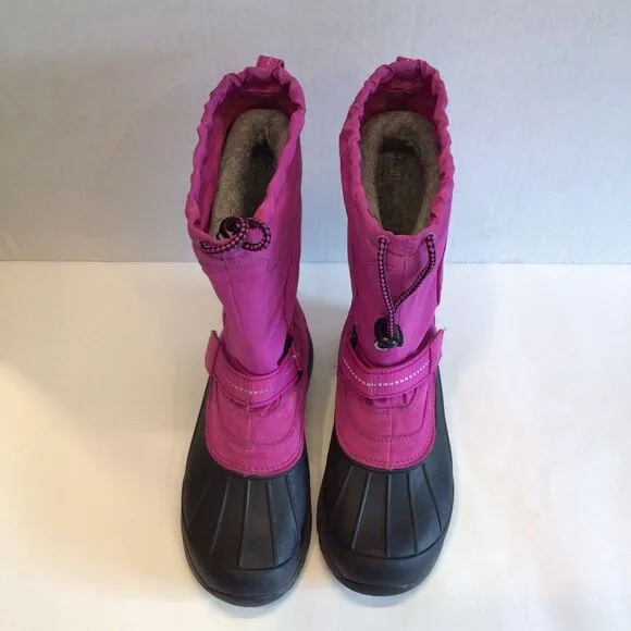 LL Bean Northwoods Insulated Pink Gray Girls Kids Winter Snow Boots Size 3