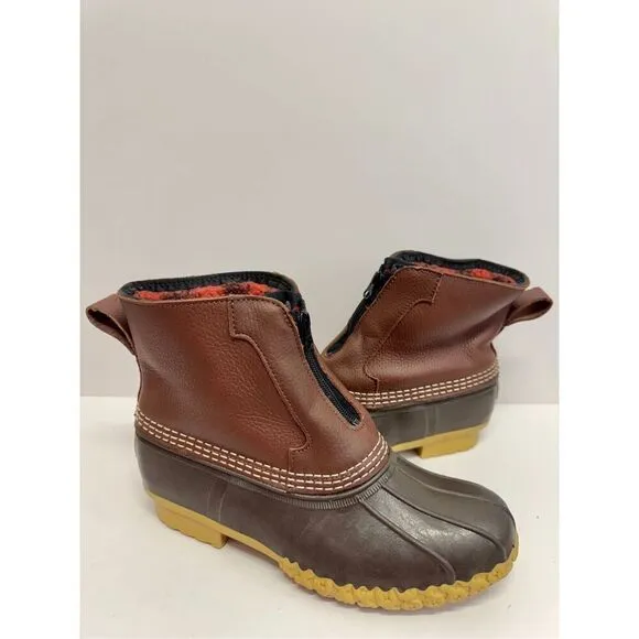 L.L.Bean Duck Boots Size 9 Womens Fleece Lined Zip Front Winter Boot NEW