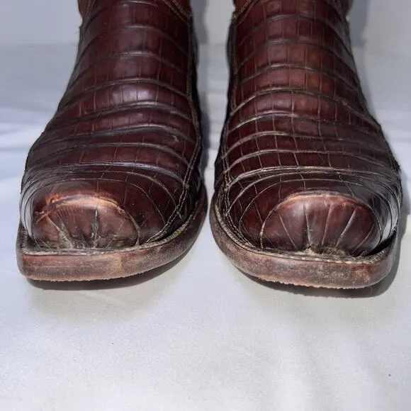 Lucchese 1883 Boots Men Size 10D Brown Caiman Gator Exotic Western Cowboy *AS IS