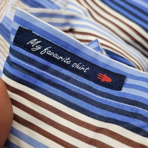 Luchiano Visconti Striped Men Button Down Long Sleeve Shirt Size Large