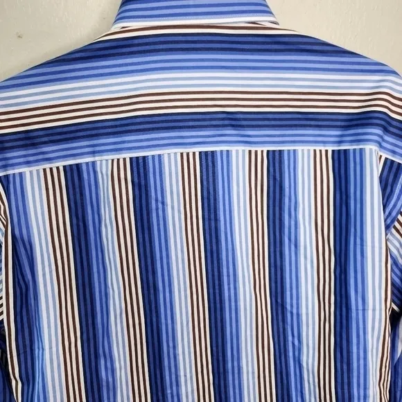 Luchiano Visconti Striped Men Button Down Long Sleeve Shirt Size Large