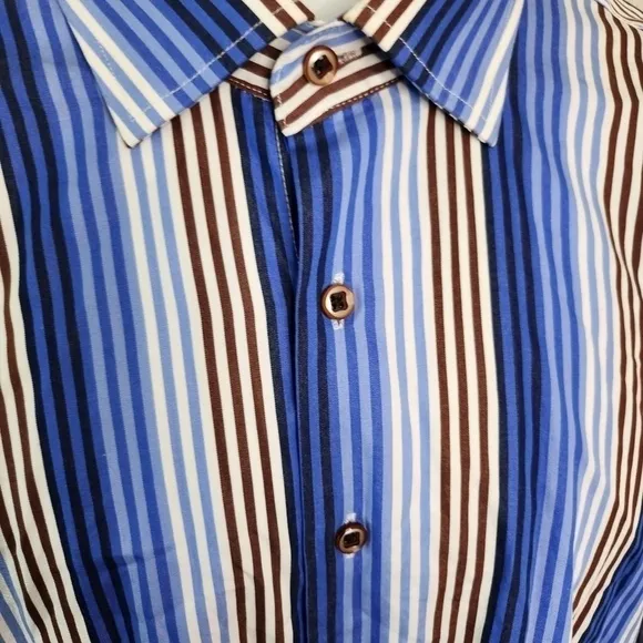 Luchiano Visconti Striped Men Button Down Long Sleeve Shirt Size Large