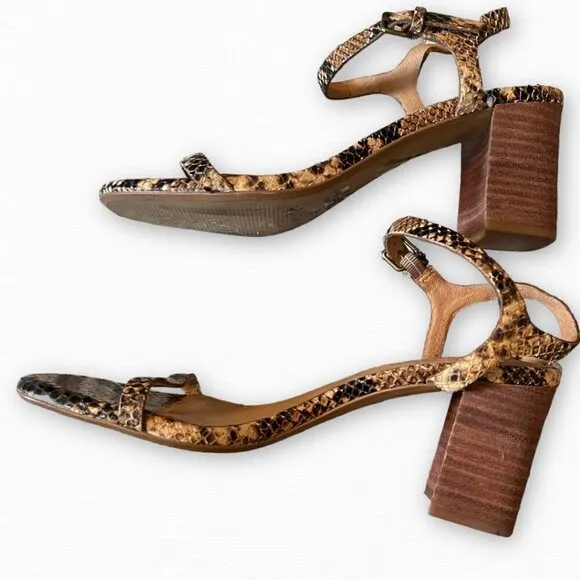 Madewell Hollie Ankle-Strap Sandal in Snake Embossed Leather Size 7
