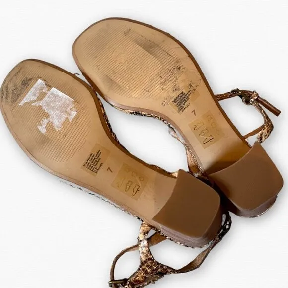 Madewell Hollie Ankle-Strap Sandal in Snake Embossed Leather Size 7