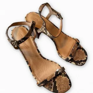 Madewell Hollie Ankle-Strap Sandal in Snake Embossed Leather Size 7