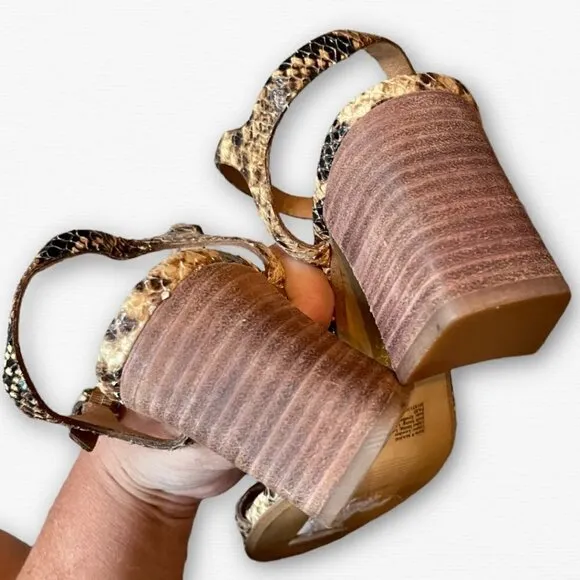 Madewell Hollie Ankle-Strap Sandal in Snake Embossed Leather Size 7
