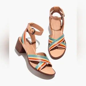 MADEWELL Samira Leather Heeled Sandal Multi strap multicolor size 5 1/2