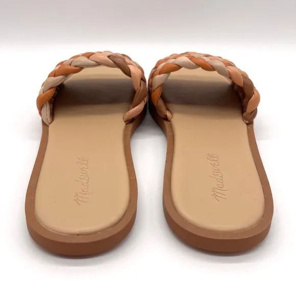 MADEWELL Suzi Slide Sandal Women 7.5 Brown Tan Puffy Woven Flat Shoes NEW IN BOX