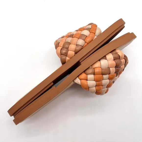 MADEWELL Suzi Slide Sandal Women 7.5 Brown Tan Puffy Woven Flat Shoes NEW IN BOX