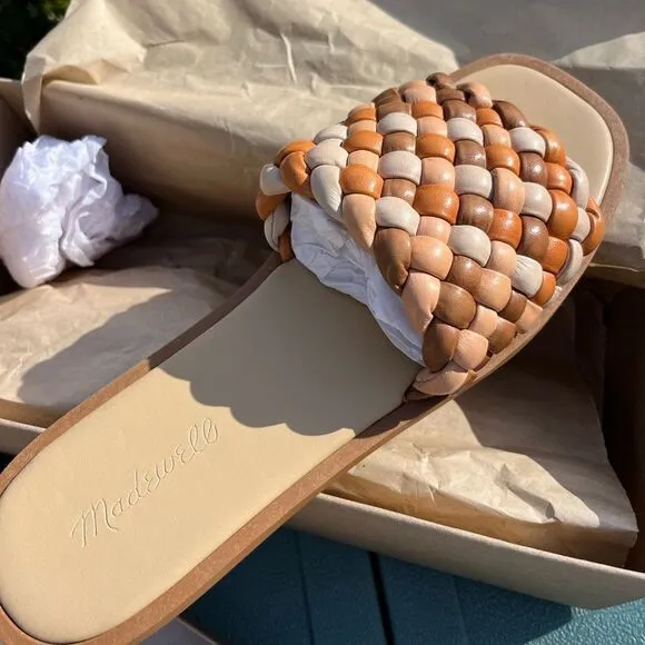 Madewell Suzi Slide Sandal in Multi Woven Leather NIB