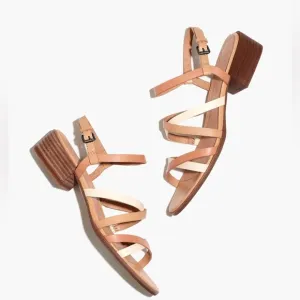 Madewell The Lori Sandal in Colorblock Leather AH728 Size 8 brown