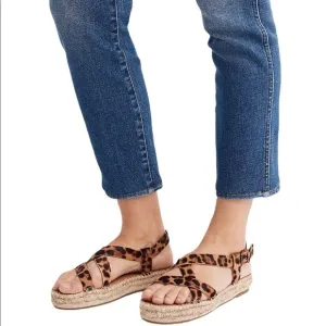 Madewell The Malia Espadrille Sandal in Leopard Calf Hair, New in Box